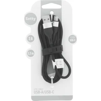 Datový kabel SETTY kabel USB-A - USB-C 1,2 m 2A KNA-C-1.221 černá (GSM171582)