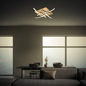 Briloner Stropní svítidlo LED Vinka, 4 světla, 47x47 cm, barva dřeva světlé dřevo, černá 4 x 3,5 W LED - Doprava zdarma