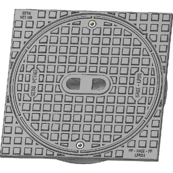 poklop Litinový poklop B125 350x350mm, na plast. šachtu DN400/315, nosnost 12,5t, bez trubky/teleskopu