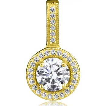 Přívěsek Přívěsek ze stříbra 925 - čirý zirkon v obrysu zirkonového kruhu, zlatá barva