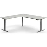 Výškově nastavitelný stůl QBUS, rohový, 2000x2000 mm, stříbrná podnož, světle šedá