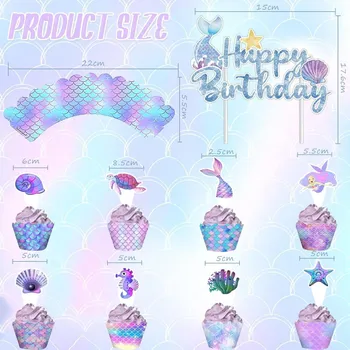 Kancelářský nábytek 49 ks dekorací na dort ve stylu mořské panny