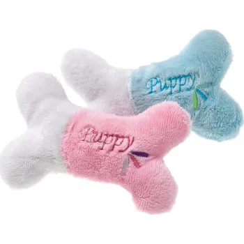 Hračka pro psa Karlie Plyšová pískací kost Puppy 13 x 9 cm mix barev