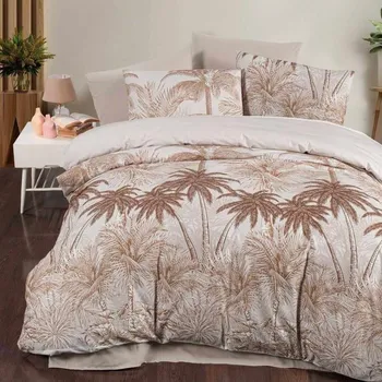 Povlečení Povlečení bavlněné Hawai hnědé 200x140cm+90x70cm TiaHome