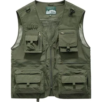 Pánská softshellová bunda Pánská outdoorová vesta s kapsami Barva: Zelená, Velikost: 4XL