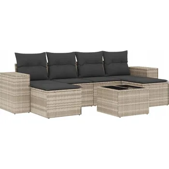Sedací souprava zahradní ratan VidaXL šedá 7 ks
