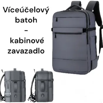 turistický batoh Batoh víceúčelový s možností zvětšení objemu - kabinové zavazadlo, 35/48l - šedý