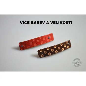 Kožená spona do vlasů - puntíky (MOŽNOST VÍCE BAREVNÝCH VARIANT / Leather hair clip – Polka Dots.)