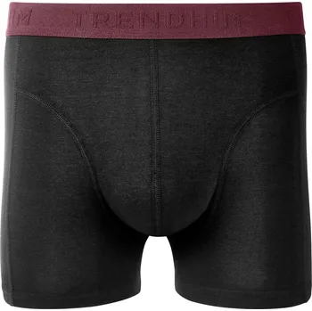 Boxerky FreeFeel | Černé bambusové boxerky s tmavě karmínovým pasem - Trendhim