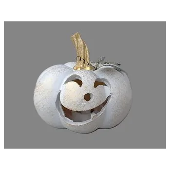 Vánoční dekorace Dýně bílá zlatá stopka LED menší