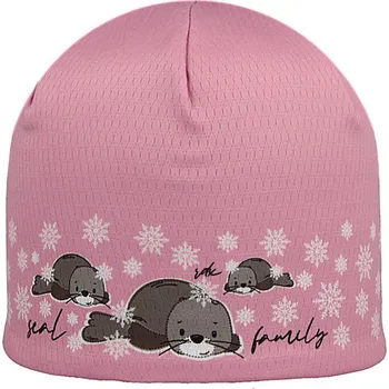 Kojenecká čepice RDX Dívčí funkční čepice s fleesem Picowinter Tuleň Růžová Vel. 2