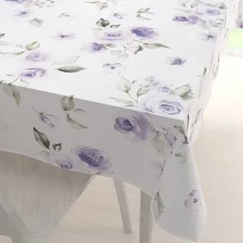 ubrus Teflonový obdélníkový ubrus TF-024 Fialové růže na bílém 50x100 cm