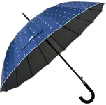Velký modrý deštník s bílými mašličkami a puntíky – 98 cm
