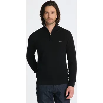 Pánský svetr SVETR GANT COTTON PIQUE HALFZIP BLACK