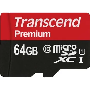 Paměťová karta Karta Micro SD MicroSDXC 64 GB Ne Transcend, řada: Premium -25 → plus 85°C 400x