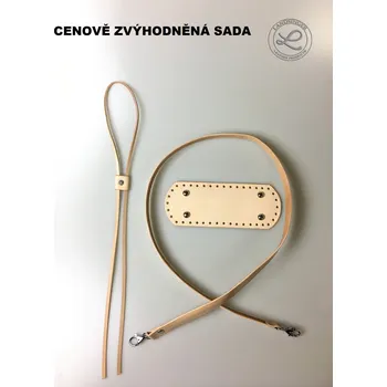Kabelka Kožená sada na výrobu kabelky (dno, popruh, stahovací řemínek ) - přírodní barva (CENOVĚ ZVÝHODNĚNÁ KOŽENÁ SADA!! / Leather handbag making set (base, strap, drawstring – natural leather colour.)