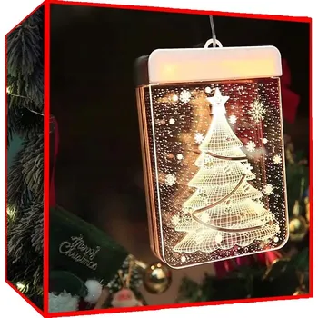 Vánoční ozdoba dobirkov.cz 3D vitráže okenní dekorace, vánoční světla, 17 cm x 11,5 cm