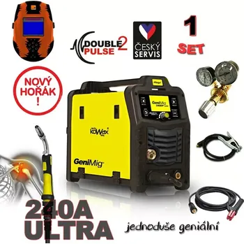 Svářečka KOWAX® GeniMig®240DP LCD Svařovací invertor MIG/MAG/LiftTIG/MMA SET 1B + SAMOSTMÍVACÍ KUKLA ROBOT + VENTIL