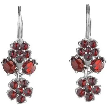 Náušnice Granát Turnov Stříbrné náušnice kvítky s českým granátem