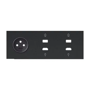 Elektrická zásuvka Simon 100 10020318-238 Sestava 3 násobná: 1 zásuvka + 2 HDMI + 1 USB černá matná