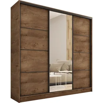 Šatní skříň Šatní skříň HARAZIA 180 se zrcadlem, 4 šuplíky a 2 šatními tyčemi, dub lefkas +možnost VÝNOSU + vyzvednutí ZDARMA