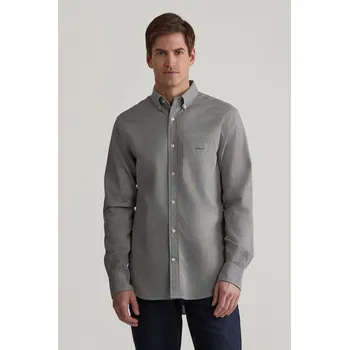 Pánská košile KOŠILE GANT REG HOUNDSTOOTH WOOL FLANNEL SHIRT WASHED OUT BLACK