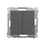 Simon 55 TW6/2L2.01/X/116 Přepínač střídavý 2 násobný (přístroj s krytem), bez piktorgramu, s orientačním LED podsvětlením, řazení 6So+6So, 10 A / 250 V~, bezšroubové svorky grafitová matná