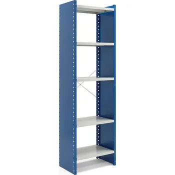 Dílenský regál Kovový regál MIX, 2100x660x600 mm, s bočními stěnami, modrý, šedé police