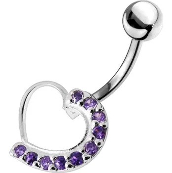 Piercing Šperky4U Stříbrný piercing do pupíku - srdce - BP01031-A