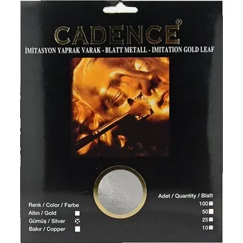 Imitace plátkových kovů Cadence 16x16 cm, 25ks - stříbro