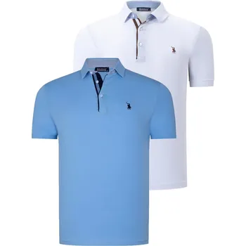 Pánské tričko DUAL SET T8582 DEWBERRY PÁNSKÉ TRIČKO-BÍLÁ-ČIRÁ MODRÁ dewberry bílá | světle modrá 2256125