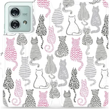 Pouzdro na mobilní telefon Flipové pouzdro Mobiwear - Motorola Edge 40 Neo - MX01S Kočičí zádíčka (Knížkové flip pouzdro, obal, kryt na mobil Motorola Edge 40 Neo - MX01S Kočičí zádíčka, materiál Umělá kůže + TPU - ochrana 360°, stojánek, silikonová vanička, magnetické zavírání)