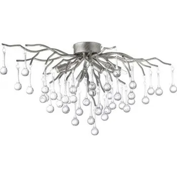 PAUL NEUHAUS Závěsná lampa lustr, stříbrná, skleněné přívěsky, pěkná hra světla PN 8090-55