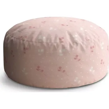 Sedací pytel Kulatý taburet Circle Bílé a růžové květy: 38x48 cm - Sablio
