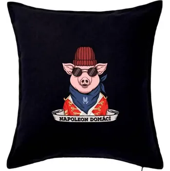 Polštář Napoleon domácí prase - Polštář 50x50 - 50x50 - Včetně výplně ( Černá )