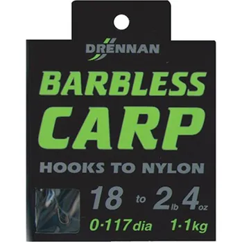 Rybářský háček Drennan návazce Barbless Carp vel.18 / 2lb 4oz