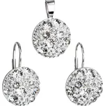 Sada šperků s krystaly Swarovski náušnice a přívěsek bílé kulaté 39117.1