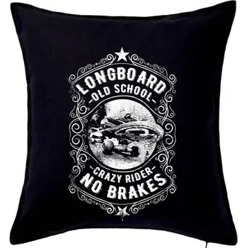 Polštář Lonboard Crazy Rider - Polštář 50x50 - 50x50 - Včetně výplně ( Černá )