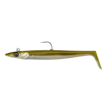 Nástraha Savage Gear gumová nástraha Sandeel V2 14cm 33g Sinking Khaki 2+1