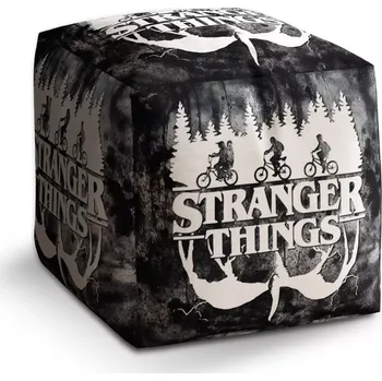 Taburet Taburet Kostka Stranger Things White: 40x40x40 cm - Sablio