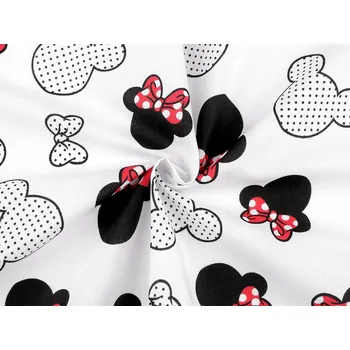 Bavlněná látka / plátno Mickey / Minnie Mouse, barva 2 (131) bílá červená