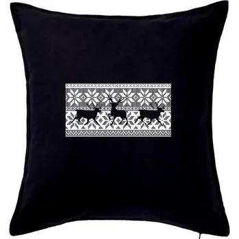 Polštář Jelen ve vánočním vzoru - Polštář 50x50 - 50x50 - Pouze potah ( Černá )