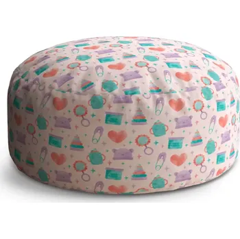 Sedací pytel Kulatý taburet Circle Chrastítko a čepičky: 38x48 cm - Sablio