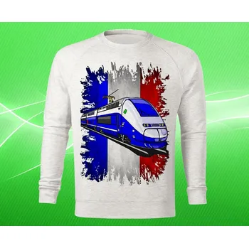 Pánská mikina mikina s lokomotivou TGV dámská XS (mikina s vlakem světle šedý melír)