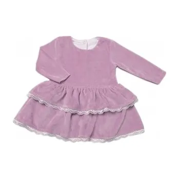 Kojenecké oblečení Dívčí velurové šaty Olivie s krajkou Mrofi, lila; 74 (6-9m)