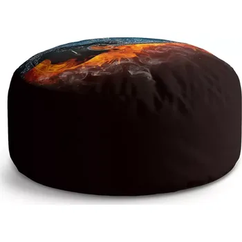 Sedací pytel Kulatý taburet Circle Ohnivá kytara: 38x48 cm - Sablio