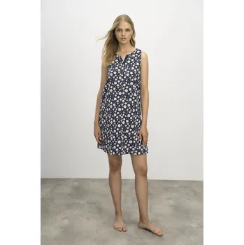 Dámská noční košile Dámská noční košile bez rukávů 16204 - Vamp S tmavě modrá s bílou