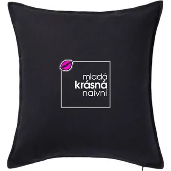 Polštář Mladá, krásná, naivní ve čtverci - Polštář 50x50 - 50x50 - Pouze potah ( Černá )