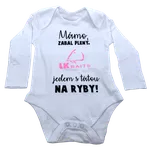 LK Baits body dlouhý rukáv 3-6 měsíců Mámo zabal pleny růžový nápis
