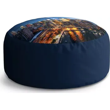Sedací pytel Kulatý taburet Circle Noční mrakodrapy: 38x48 cm - Sablio